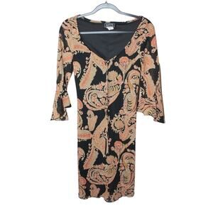 City Triangles Women's Dress Flare Sleeve V-Neck Size 7/8 Polyester Made in USA